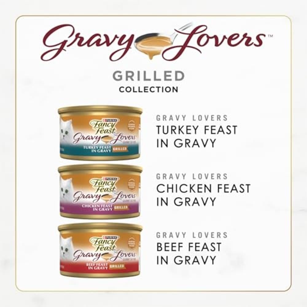 Purina Fancy Feast Gravy Lovers Poultry and Beef Grilled Gourmet Wet Cat Food Variety Pack - (Pack of 30) 3 oz. Cans - Image 2